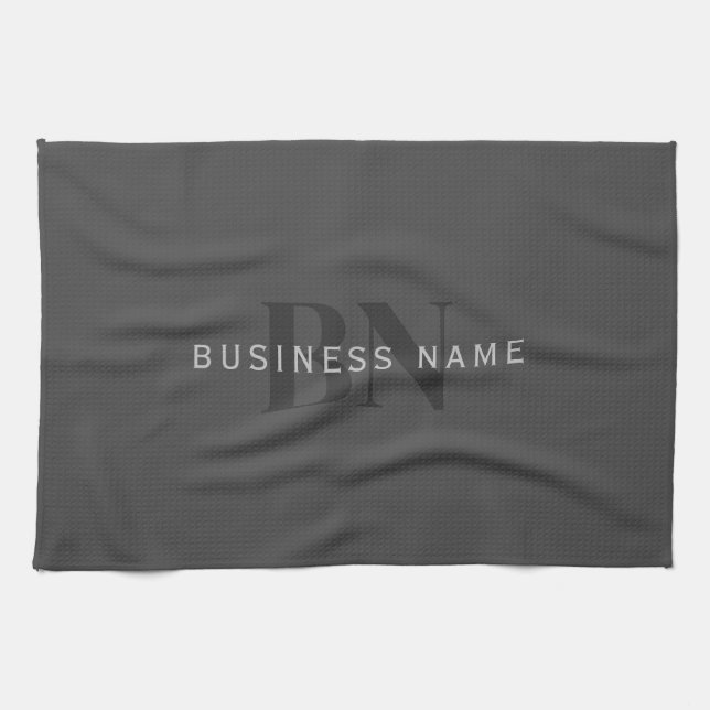 Editable Business Name (or any other text) Gray Kitchen Towel (Horizontal)