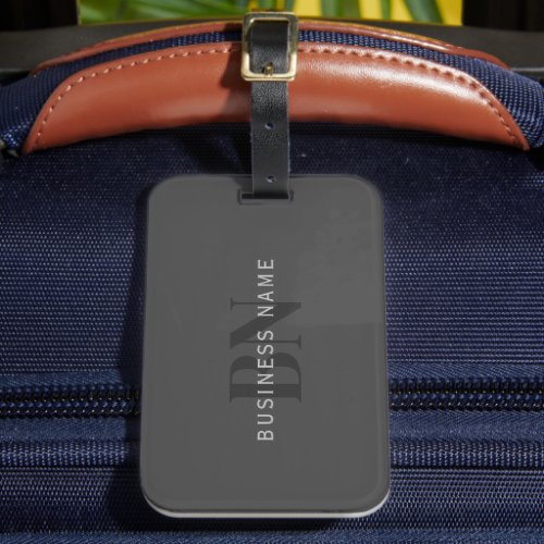 Editable Business Name or any other text Gray Luggage Tag
