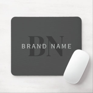 Editable Business Name (or any other text) Gray Mouse Pad