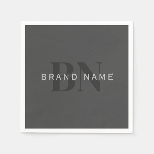 Editable Business Name or any other text Gray Napkins