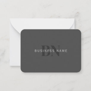 Editable Business Name (or any other text) Gray Note Card