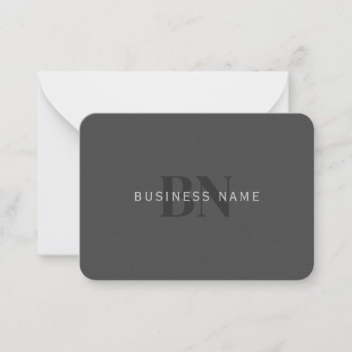 Editable Business Name or any other text Gray Note Card