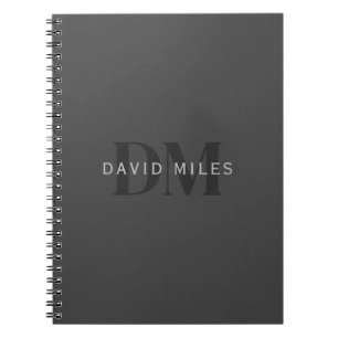 Editable Business Name (or any other text) Gray Notebook