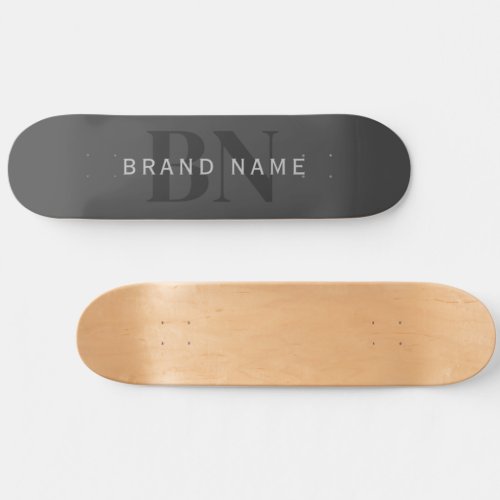 Editable Business Name or any other text Gray Skateboard