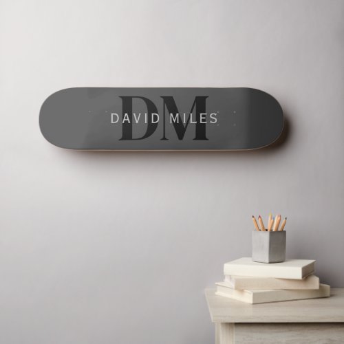 Editable Business Name or any other text Gray Skateboard