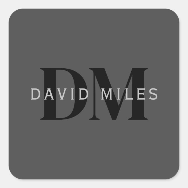 Editable Business Name (or any other text) Gray Square Sticker (Front)