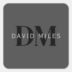 Editable Business Name (or any other text) Gray Square Sticker