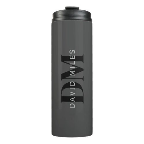 Editable Business Name or any other text Gray Thermal Tumbler