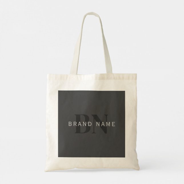 Editable Business Name (or any other text) Gray Tote Bag (Back)