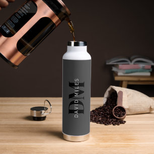 Editable Business Name (or any other text) Gray Water Bottle