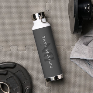 Editable Business Name (or any other text) Gray Water Bottle