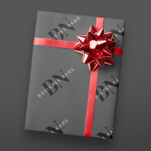 Editable Business Name (or any other text) Gray Wrapping Paper