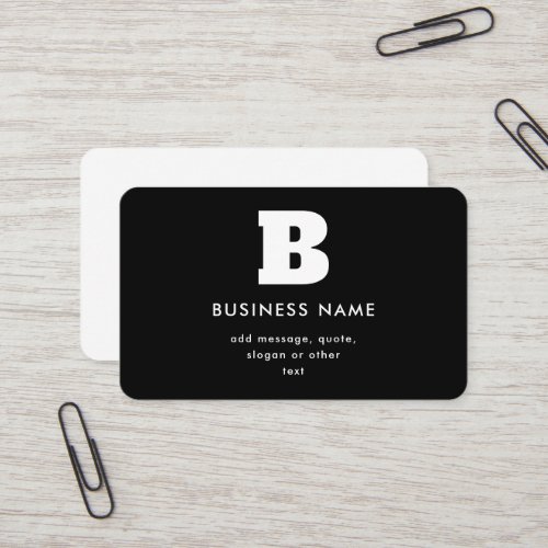 Editable Business Name  Slogan  Black  White Business Card