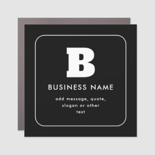Editable Business Name & Slogan Black & White Car Magnet