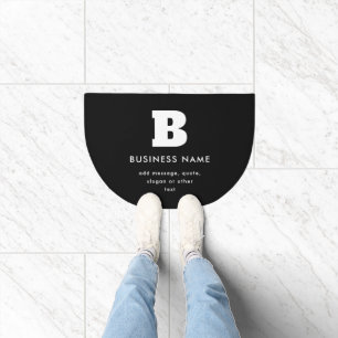 Editable Business Name & Slogan Black & White Doormat