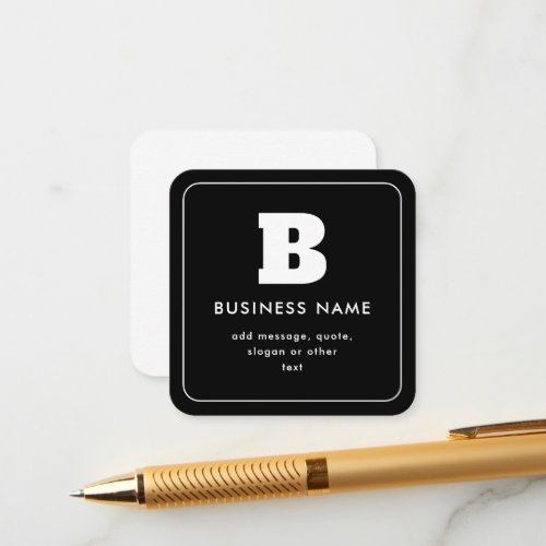 Editable Business Name  Slogan  Black  White Enclosure Card