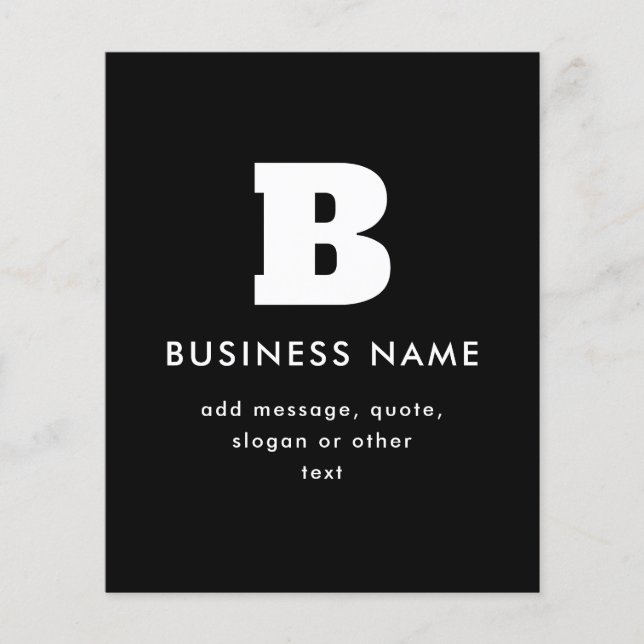 Editable Business Name & Slogan | Black & White Flyer (Front)