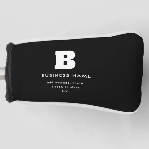 Editable Business Name & Slogan Black & White Golf Head Cover