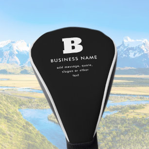 Editable Business Name & Slogan Black & White Golf Head Cover