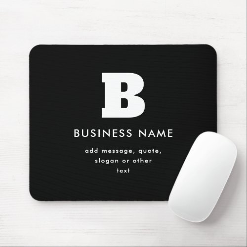 Editable Business Name  Slogan  Black  White Mouse Pad