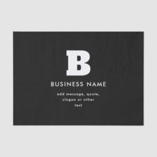 Editable Business Name & Slogan Black & White Tissue Paper