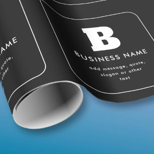 Editable Business Name & Slogan Black & White Wrapping Paper
