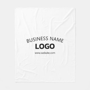 Editable Business Name, Website & Uploaded Logo Fleece Blanket