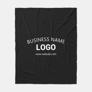 Editable Business Name, Website & Uploaded Logo Fleece Blanket