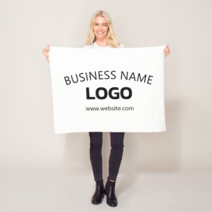 Editable Business Name, Website & Uploaded Logo Fleece Blanket