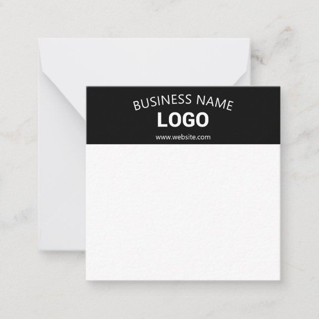 Editable Business Name, Website & Uploaded Logo Note Card (Front)