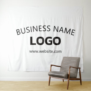 Editable Business Name, Website & Uploaded Logo Tapestry