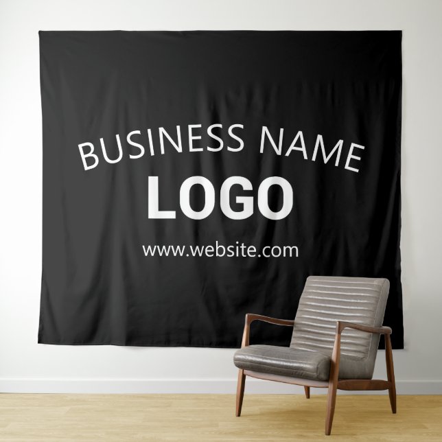 Editable Business Name, Website & Uploaded Logo Tapestry (In Situ (Horizontal))