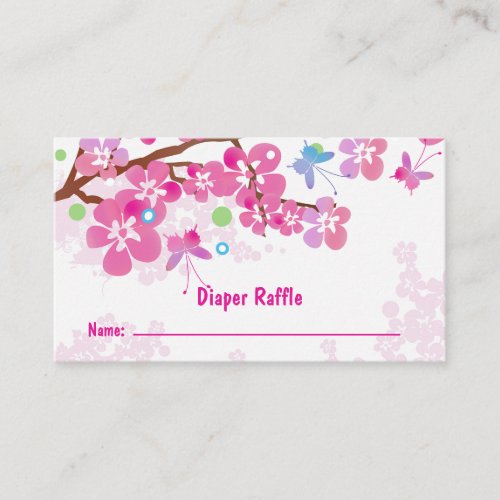 Editable Butterflies Diaper Raffle Enclosure Card