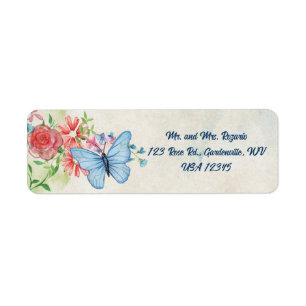 Editable Butterfly and Rose Garden Return Address Label
