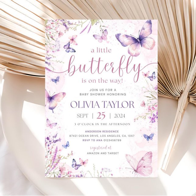 Editable Butterfly Baby Shower Invitation, Pink Invitation (Creator Uploaded)
