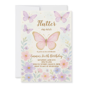Editable Butterfly Birthday Invitation for Girls