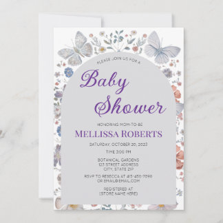 Editable Butterfly Theme Baby Shower Invitation