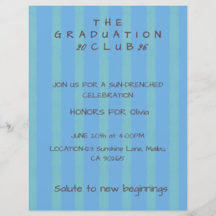 Editable Cabana Stripe Graduation Invitation