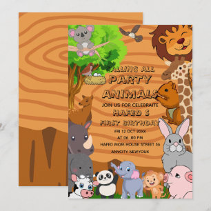 Editable Calling All Party Animals Farm Girl Birth Invitation