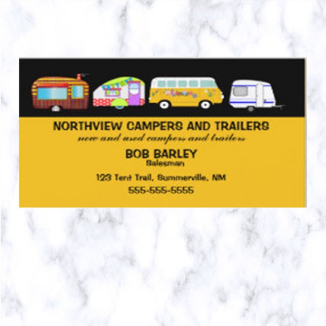 Editable Campers and Trailer Sales  Business Card (Creator Uploaded)