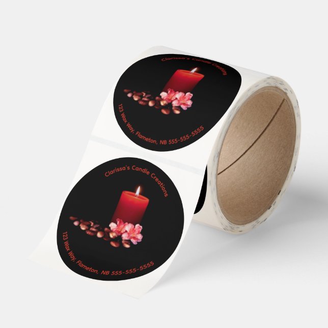 Editable Candle Creations Classic Round Sticker (Roll)