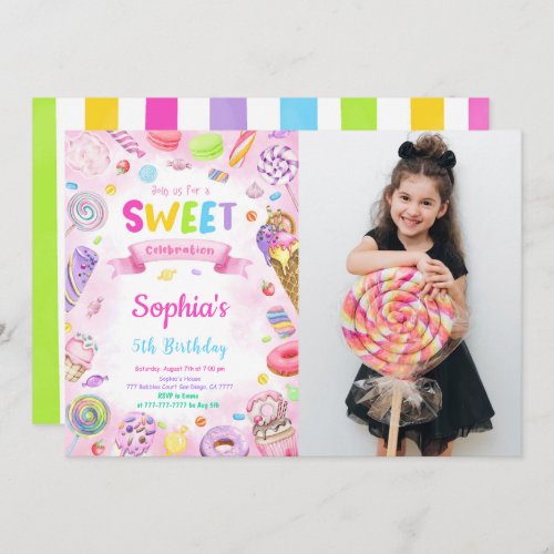Editable Candy Birthday Photo Invitation