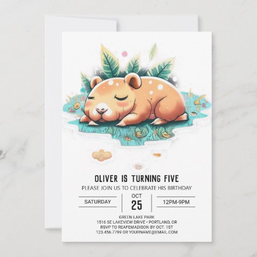 Editable Capybara Birthday Invitation