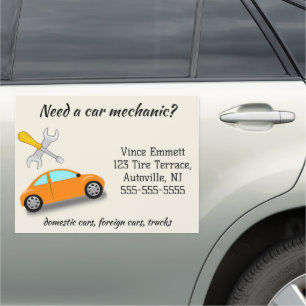 Editable Car Mechanic Car Magnet