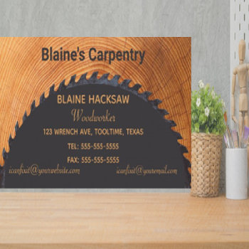 Editable Carpenter Circular Saw Blade Business Card by NorthernPrint at Zazzle