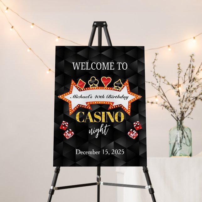 Editable Casino Night Welcome Sign Casino Birthday (In Situ (Stand))