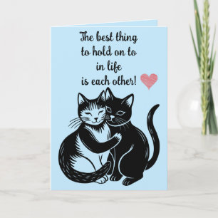 Editable Cats Hugging Valentine's Day Card
