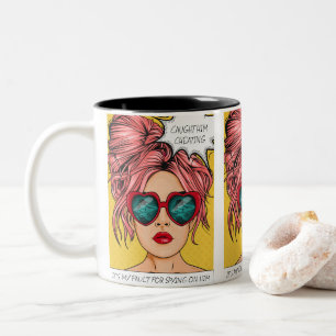 Editable Caught Him Cheating Pop Art Two-Tone Coffee Mug