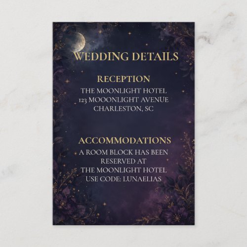 Editable Celestial Gothic Wedding Details Enclosur Enclosure Card