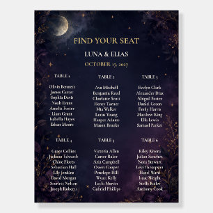 Editable Celestial Gothic Wedding Seating Chart Foam Board